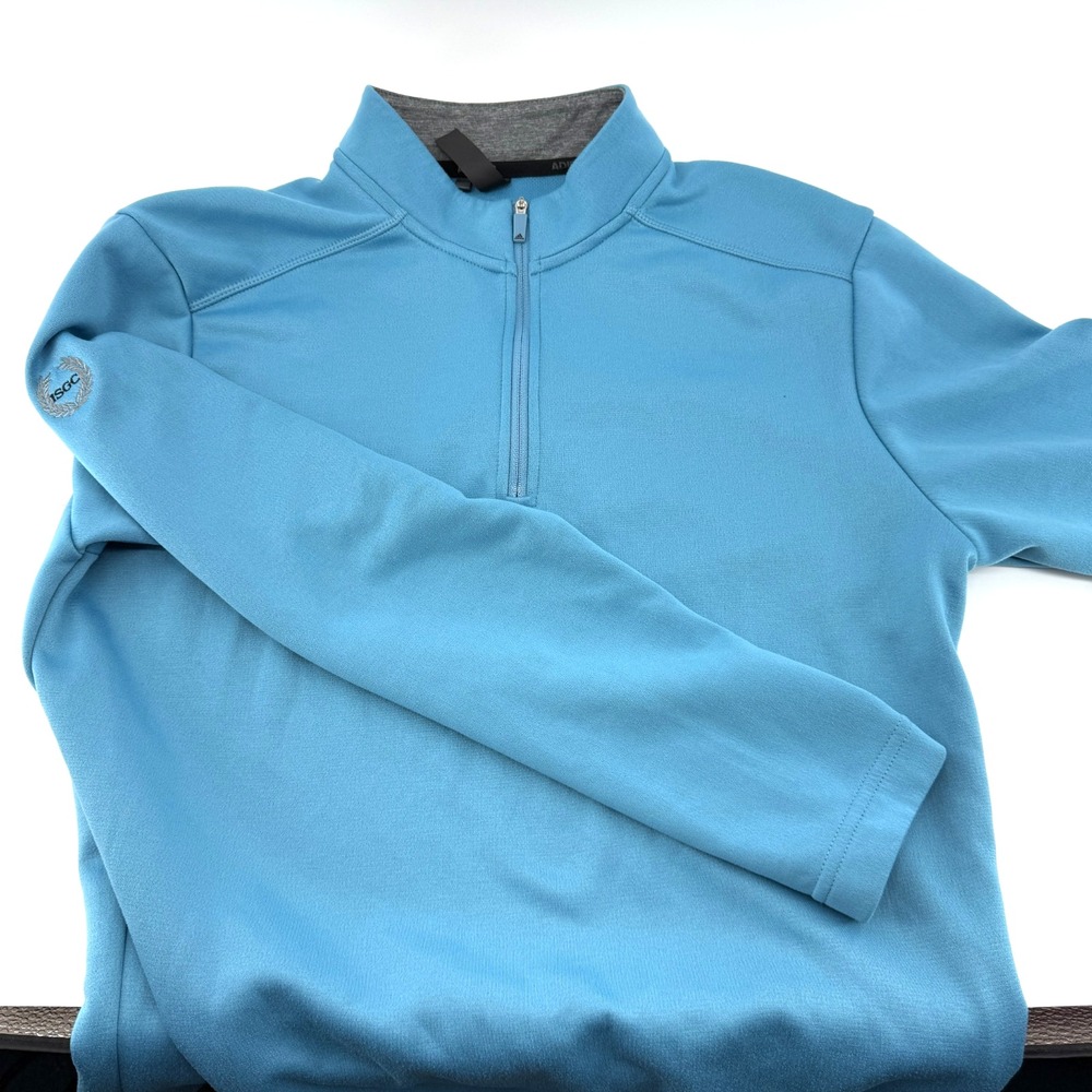 ADIDAS Womens S 1/4 Zip Mock Collar Athetic Leisure Pullover Lt Blue Comfort